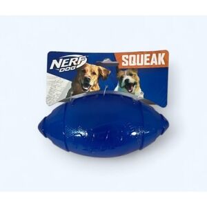 NERF Dog Squeak FOOTBALL Toy 7" Blue